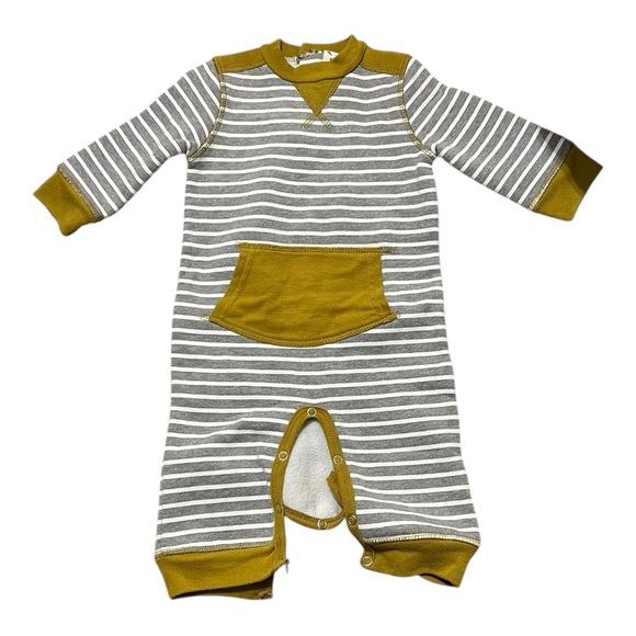 Fore!! Axel & Hudson Stylish Golf-Inspired Grey Fleece Stripe Romper Size 6/12M - Picture 3 of 6
